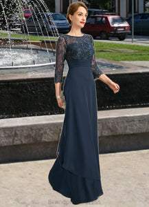 Danika A-line Scoop Illusion Floor-Length Chiffon Lace Mother of the Bride Dress With Pleated Sequins XXC126P0021754