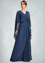Load image into Gallery viewer, Wendy A-line V-Neck Floor-Length Chiffon Mother of the Bride Dress With Beading Cascading Ruffles XXC126P0021766