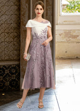 Load image into Gallery viewer, Madalyn A-line Scoop Tea-Length Chiffon Lace Mother of the Bride Dress With Sequins XXC126P0021773