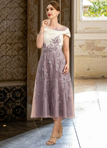 Madalyn A-line Scoop Tea-Length Chiffon Lace Mother of the Bride Dress With Sequins XXC126P0021773