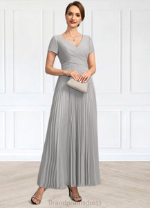 Meadow A-line V-Neck Ankle-Length Chiffon Mother of the Bride Dress With Pleated XXC126P0021777