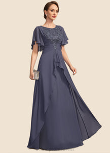 Alisha A-line Scoop Floor-Length Chiffon Lace Mother of the Bride Dress With Pleated XXC126P0021780