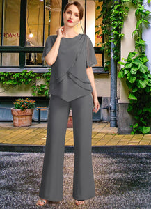 Layla Jumpsuit/Pantsuit Separates Scoop Floor-Length Chiffon Mother of the Bride Dress With Beading XXC126P0021783