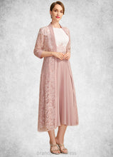 Load image into Gallery viewer, Scarlett A-line Scoop Tea-Length Chiffon Mother of the Bride Dress With Appliques Lace Sequins XXC126P0021785