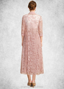 Scarlett A-line Scoop Tea-Length Chiffon Mother of the Bride Dress With Appliques Lace Sequins XXC126P0021785