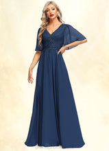 Load image into Gallery viewer, Victoria A-line V-Neck Floor-Length Chiffon Lace Mother of the Bride Dress With Sequins XXC126P0021888