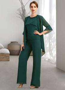 Adrienne Jumpsuit/Pantsuit Separates Scoop Floor-Length Chiffon Mother of the Bride Dress With Beading Sequins XXC126P0021913