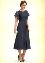 Load image into Gallery viewer, Kathleen A-line Scoop Tea-Length Chiffon Lace Mother of the Bride Dress With Pleated XXC126P0021928