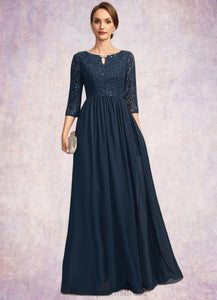 Aleena A-line Scoop Floor-Length Chiffon Lace Mother of the Bride Dress With Crystal Brooch Sequins XXC126P0021961