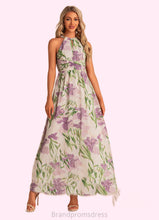 Load image into Gallery viewer, Holly A-line Halter Floor-Length Chiffon Bridesmaid Dress With Floral Print XXCP0022565