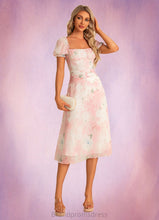 Load image into Gallery viewer, Anabella A-line Square Tea-Length Chiffon Bridesmaid Dress With Floral Print XXCP0022570