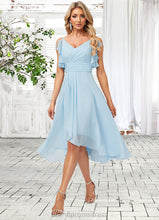 Load image into Gallery viewer, Elle A-line V-Neck Floor-Length Chiffon Bridesmaid Dress With Ruffle XXCP0022573