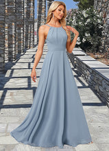 Load image into Gallery viewer, Kaley A-line Halter Floor-Length Chiffon Bridesmaid Dress XXCP0022575