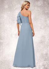 Load image into Gallery viewer, Alessandra A-line One Shoulder Floor-Length Chiffon Bridesmaid Dress With Ruffle XXCP0022576