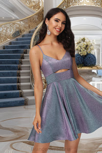 Tori A-line V-Neck Short/Mini Satin Homecoming Dress XXCP0020492