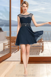 Ruth A-line Scoop Short/Mini Chiffon Homecoming Dress With Beading Sequins XXCP0020586