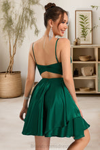 Load image into Gallery viewer, Patsy A-line V-Neck Short/Mini Silky Satin Homecoming Dress XXCP0020463