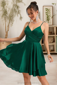 Patsy A-line V-Neck Short/Mini Silky Satin Homecoming Dress XXCP0020463