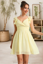 Load image into Gallery viewer, Millie A-line V-Neck Short/Mini Chiffon Homecoming Dress With Ruffle XXCP0020474