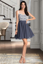 Load image into Gallery viewer, Karen A-line Scoop Short/Mini Chiffon Lace Homecoming Dress XXCP0020558