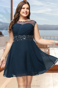 Ruth A-line Scoop Short/Mini Chiffon Homecoming Dress With Beading Sequins XXCP0020586
