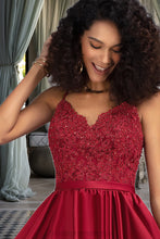 Load image into Gallery viewer, Clara A-line V-Neck Short/Mini Lace Satin Homecoming Dress With Beading XXCP0020554