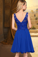 Load image into Gallery viewer, Annalise A-line V-Neck Knee-Length Chiffon Lace Homecoming Dress XXCP0020589