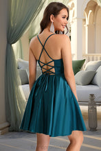 Load image into Gallery viewer, Abigayle A-line Sweetheart Short/Mini Satin Homecoming Dress XXCP0020478
