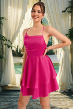 Load image into Gallery viewer, Mallory A-line Asymmetrical Short/Mini Silky Satin Homecoming Dress XXCP0020481