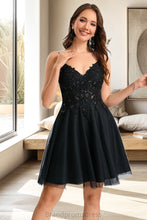 Load image into Gallery viewer, Rosemary A-line V-Neck Short/Mini Tulle Homecoming Dress With Sequins XXCP0020462