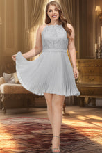 Load image into Gallery viewer, Madeline A-line Scoop Knee-Length Chiffon Lace Homecoming Dress With Pleated XXCP0020585