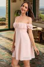 Load image into Gallery viewer, Alice A-line Off the Shoulder Short/Mini Chiffon Homecoming Dress XXCP0020472