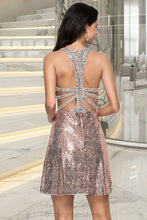 Load image into Gallery viewer, Miriam A-line Scoop Short/Mini Sequin Homecoming Dress With Sequins XXCP0020584