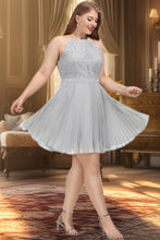 Load image into Gallery viewer, Madeline A-line Scoop Knee-Length Chiffon Lace Homecoming Dress With Pleated XXCP0020585
