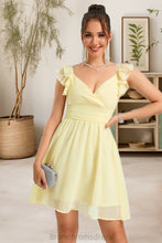 Load image into Gallery viewer, Millie A-line V-Neck Short/Mini Chiffon Homecoming Dress With Ruffle XXCP0020474
