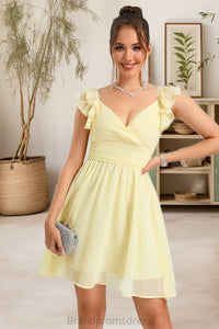 Millie A-line V-Neck Short/Mini Chiffon Homecoming Dress With Ruffle XXCP0020474