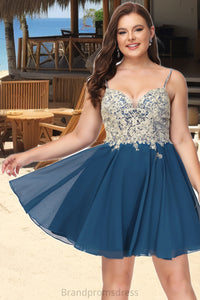 Tina A-line V-Neck Short/Mini Chiffon Lace Homecoming Dress With Beading XXCP0020572