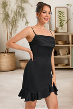 Load image into Gallery viewer, Natalia Sheath/Column Straight Short/Mini Silky Satin Homecoming Dress With Ruffle XXCP0020482