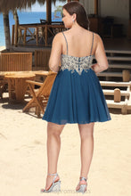 Load image into Gallery viewer, Tina A-line V-Neck Short/Mini Chiffon Lace Homecoming Dress With Beading XXCP0020572