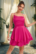 Load image into Gallery viewer, Mallory A-line Asymmetrical Short/Mini Silky Satin Homecoming Dress XXCP0020481