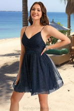Load image into Gallery viewer, Sanaa A-line V-Neck Short/Mini Tulle Homecoming Dress With Pleated XXCP0020471