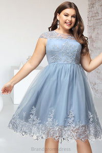 Stella A-line Scoop Knee-Length Lace Tulle Homecoming Dress With Sequins XXCP0020579