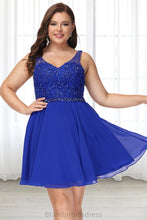 Load image into Gallery viewer, Teagan A-line V-Neck Short/Mini Chiffon Lace Homecoming Dress With Beading XXCP0020563