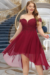 Alena A-line Off the Shoulder Asymmetrical Chiffon Homecoming Dress With Beading XXCP0020582