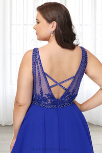 Teagan A-line V-Neck Short/Mini Chiffon Lace Homecoming Dress With Beading XXCP0020563