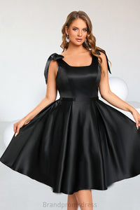 Kadence A-line Square Knee-Length Satin Homecoming Dress With Bow XXCP0020556
