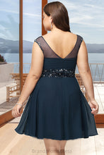 Load image into Gallery viewer, Ruth A-line Scoop Short/Mini Chiffon Homecoming Dress With Beading Sequins XXCP0020586