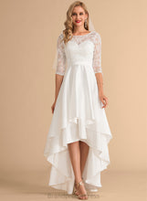 Load image into Gallery viewer, A-Line Lace Dress Asymmetrical Scoop Satin Angelique Wedding Dresses Wedding