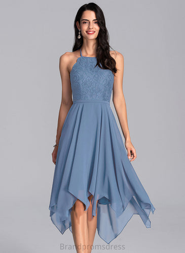 Melissa Halter Dress Homecoming Chiffon With A-Line Asymmetrical Homecoming Dresses Lace