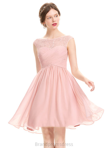 Ruffle Homecoming Chiffon Lexie With Homecoming Dresses A-Line Neck Scoop Knee-Length Beading Lace Dress